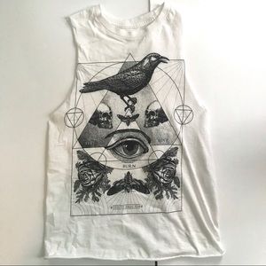 Life Clothing Co white skull muscle tank XS